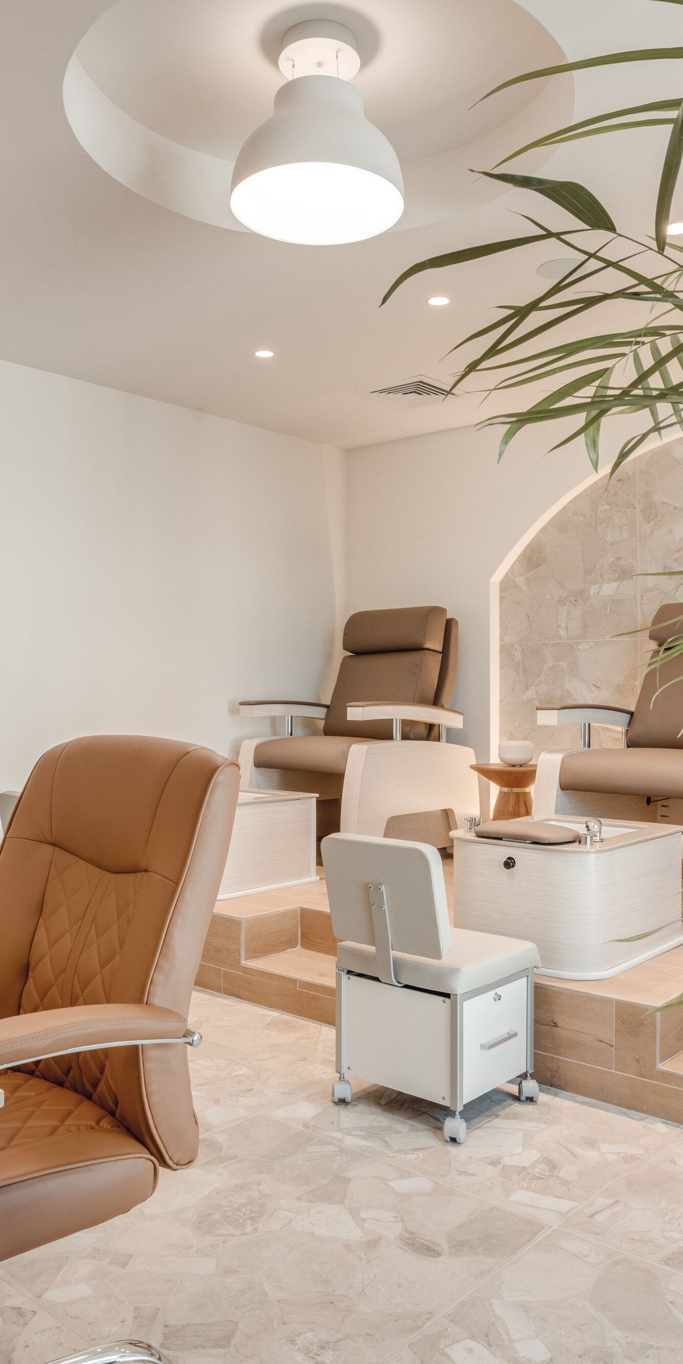 Manicure area with chairs and stations