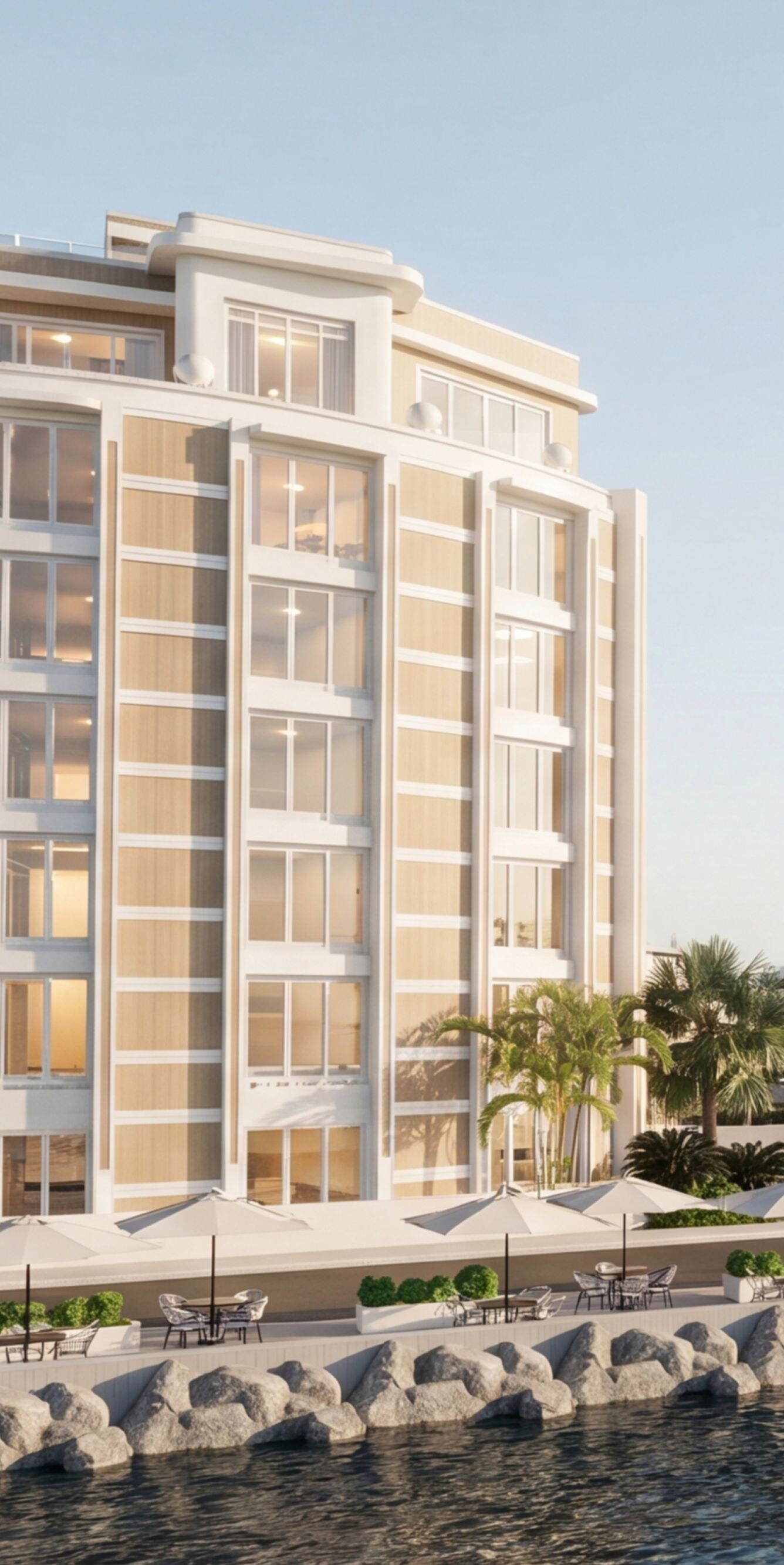 Building along waterfront