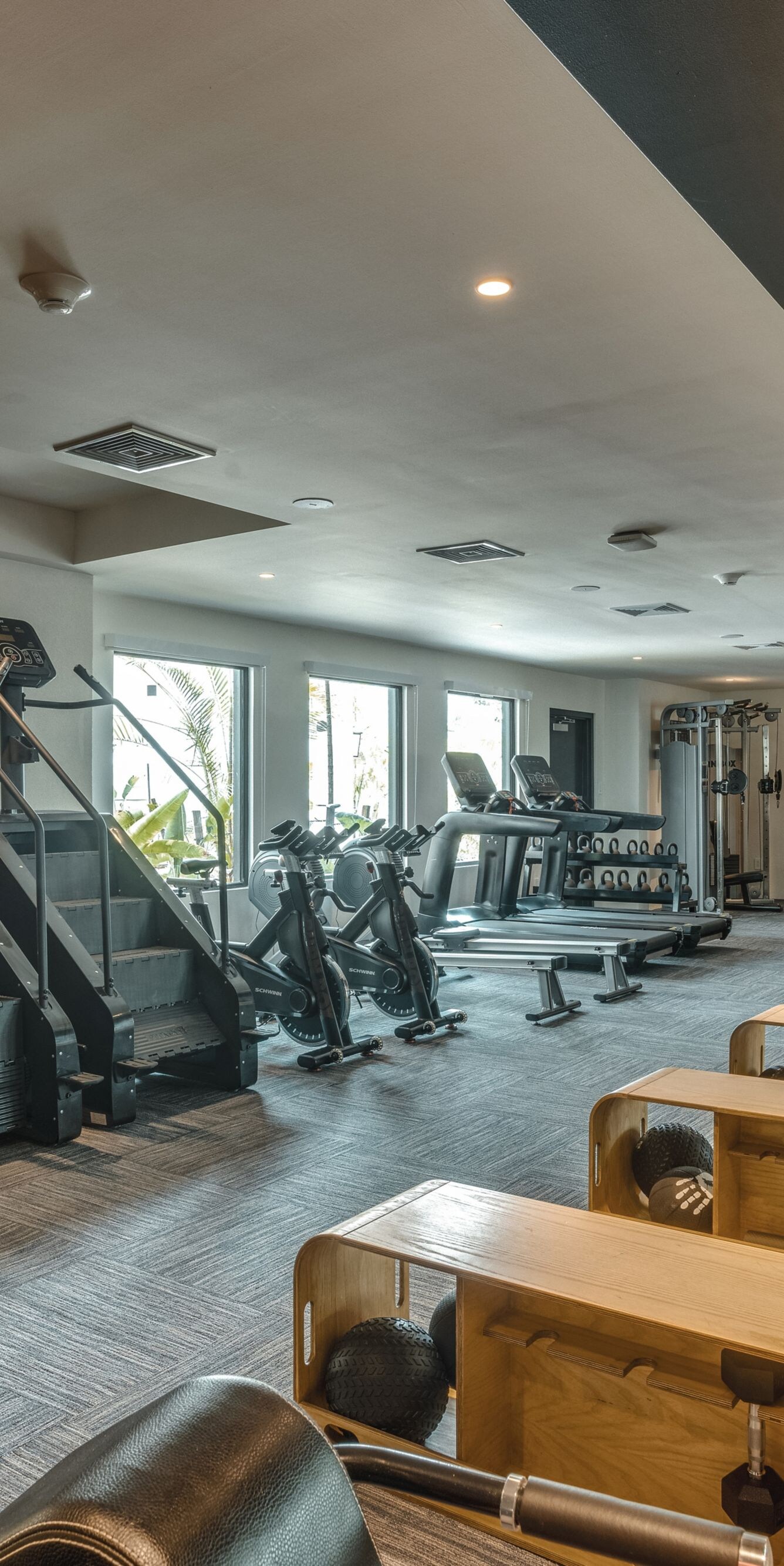 Large gym with cardio and weights