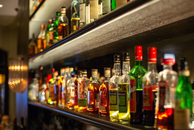 Top-shelf liquor display