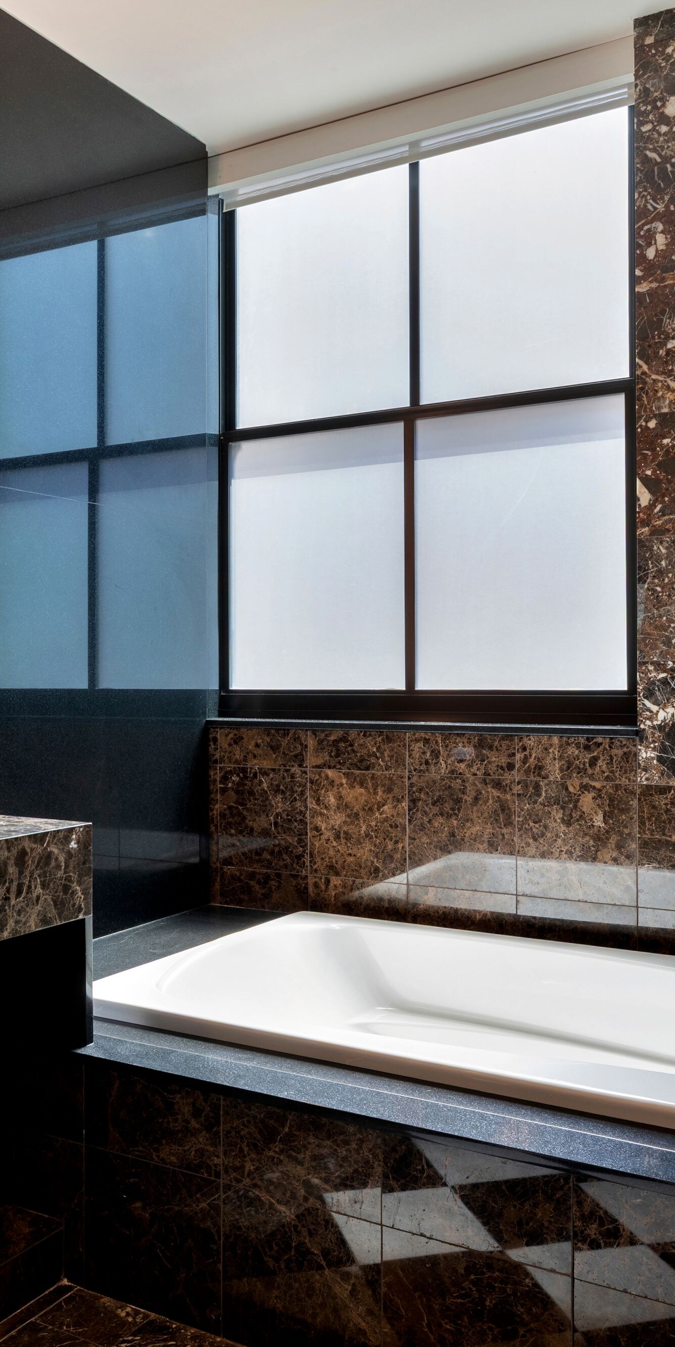 Tub with bathroom bulk amenities