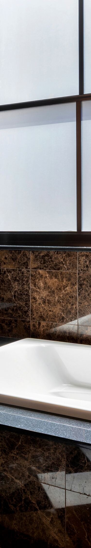 Tub with bathroom bulk amenities