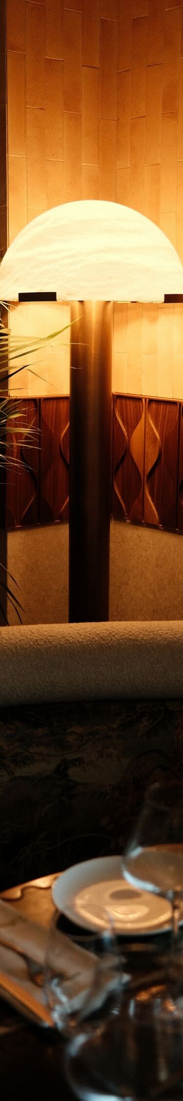 Candlelit restaurant booth