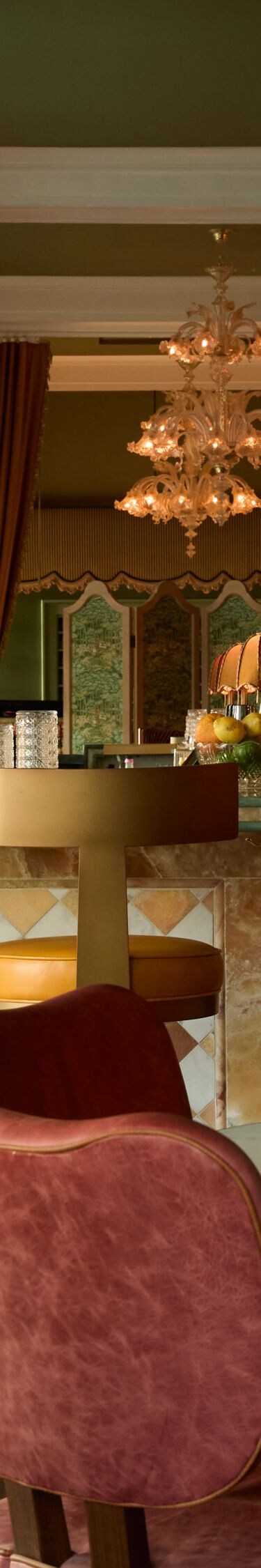 Upscale lounge seating and cocktail bar