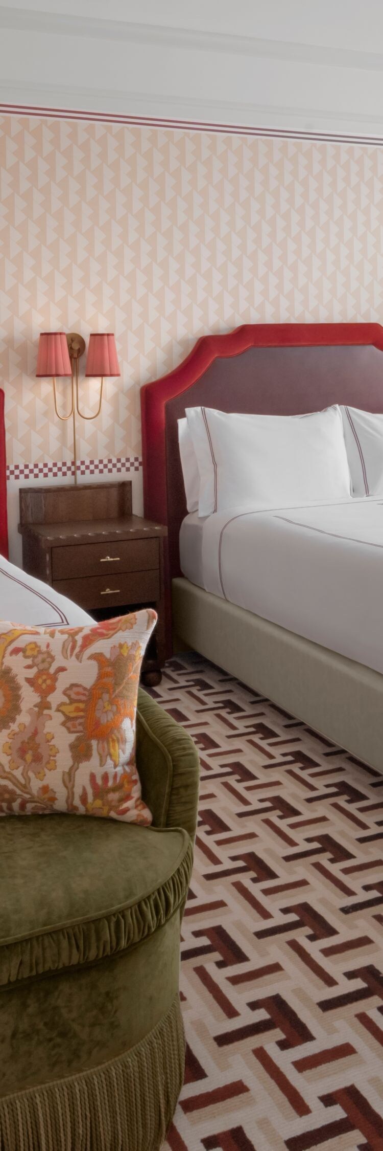 Two queen beds with sofa seating