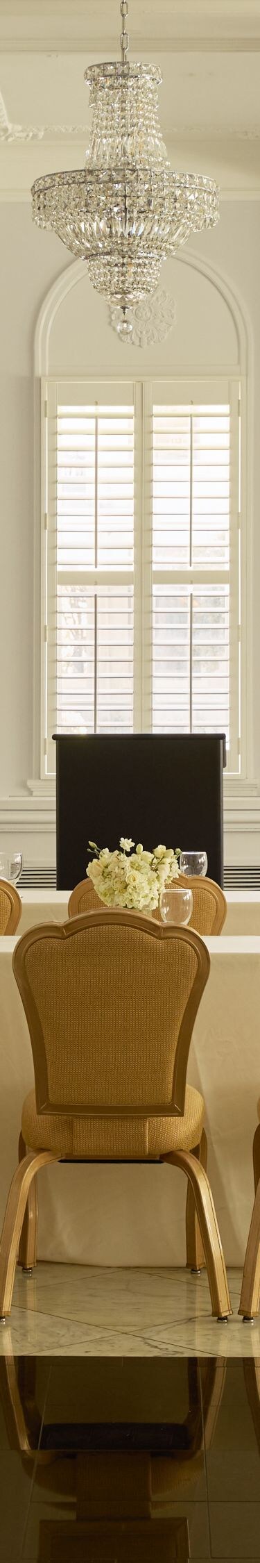 Elegant event space with classroom-style seating