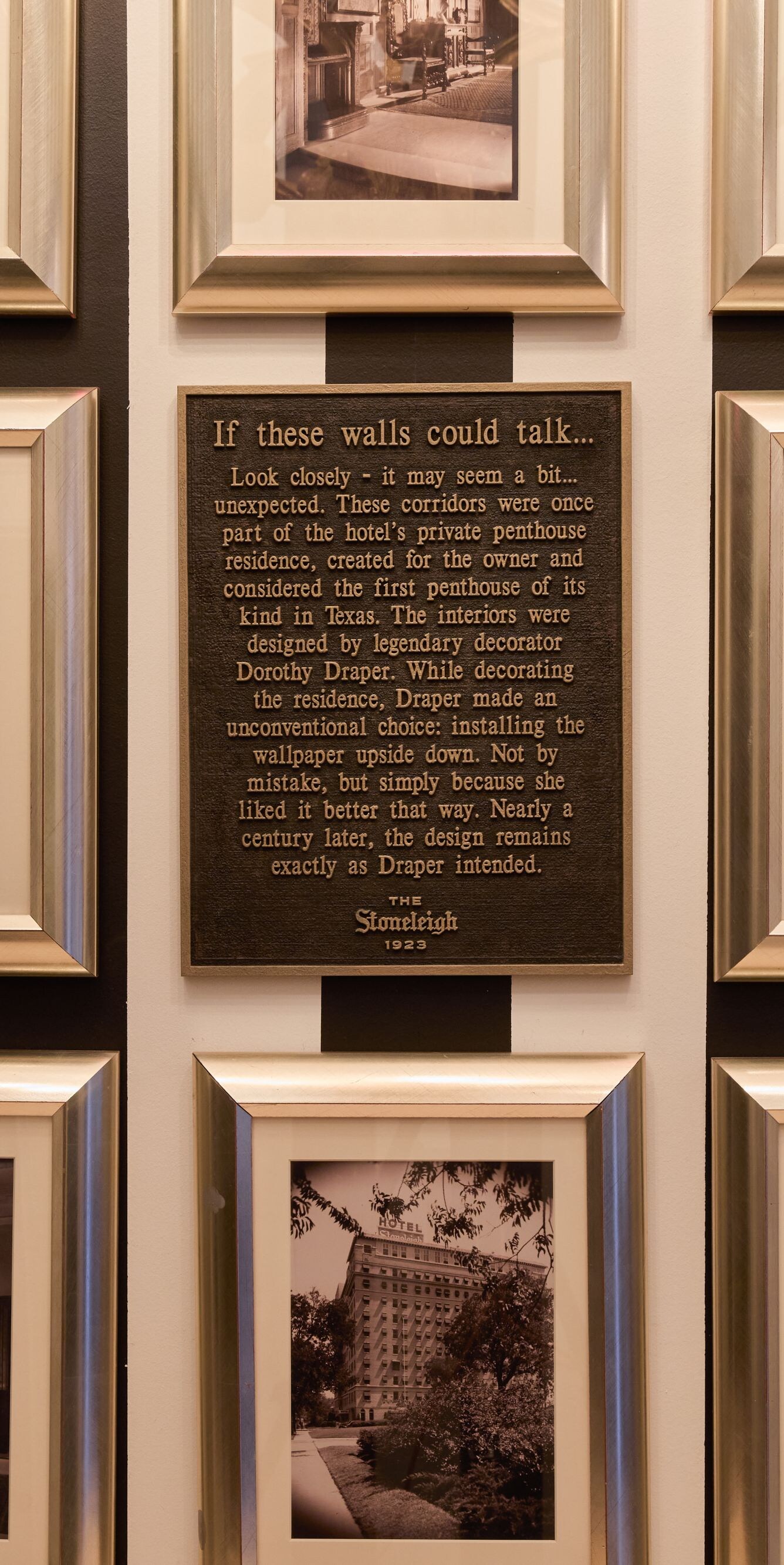 Historic photos & plaque about Stoneleigh's past
