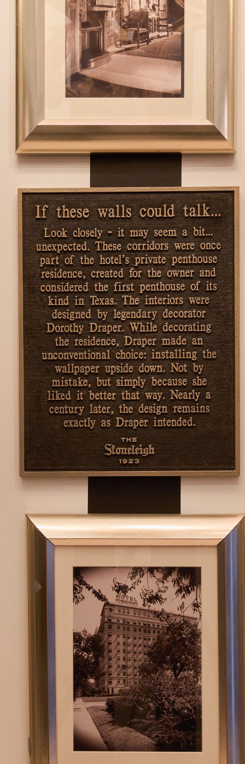 Historic photos & plaque about Stoneleigh's past
