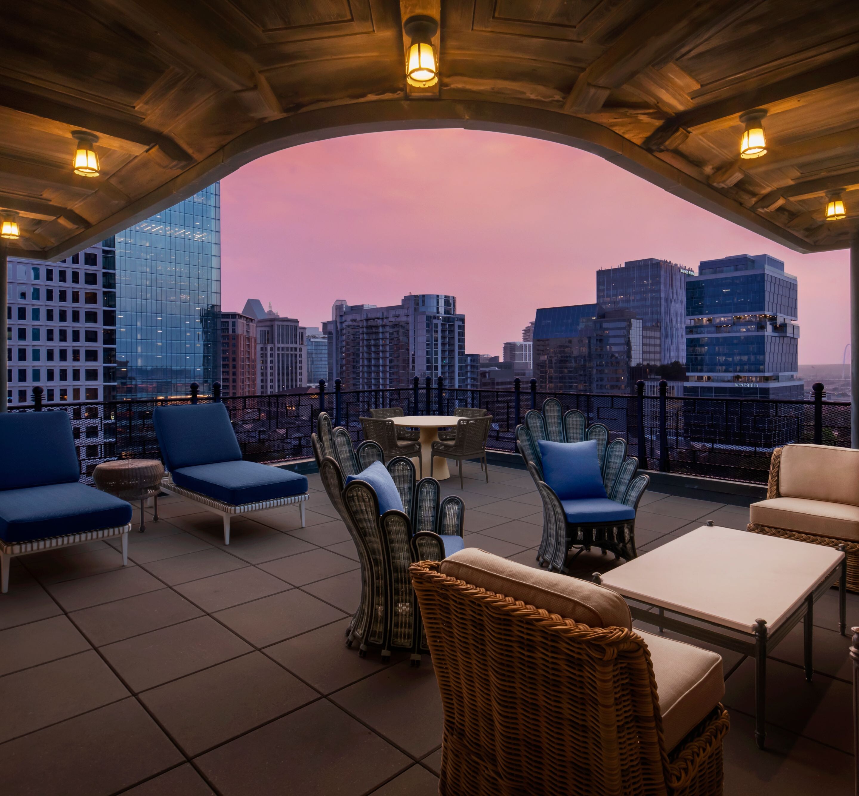 Penthouse terrace with skyline views