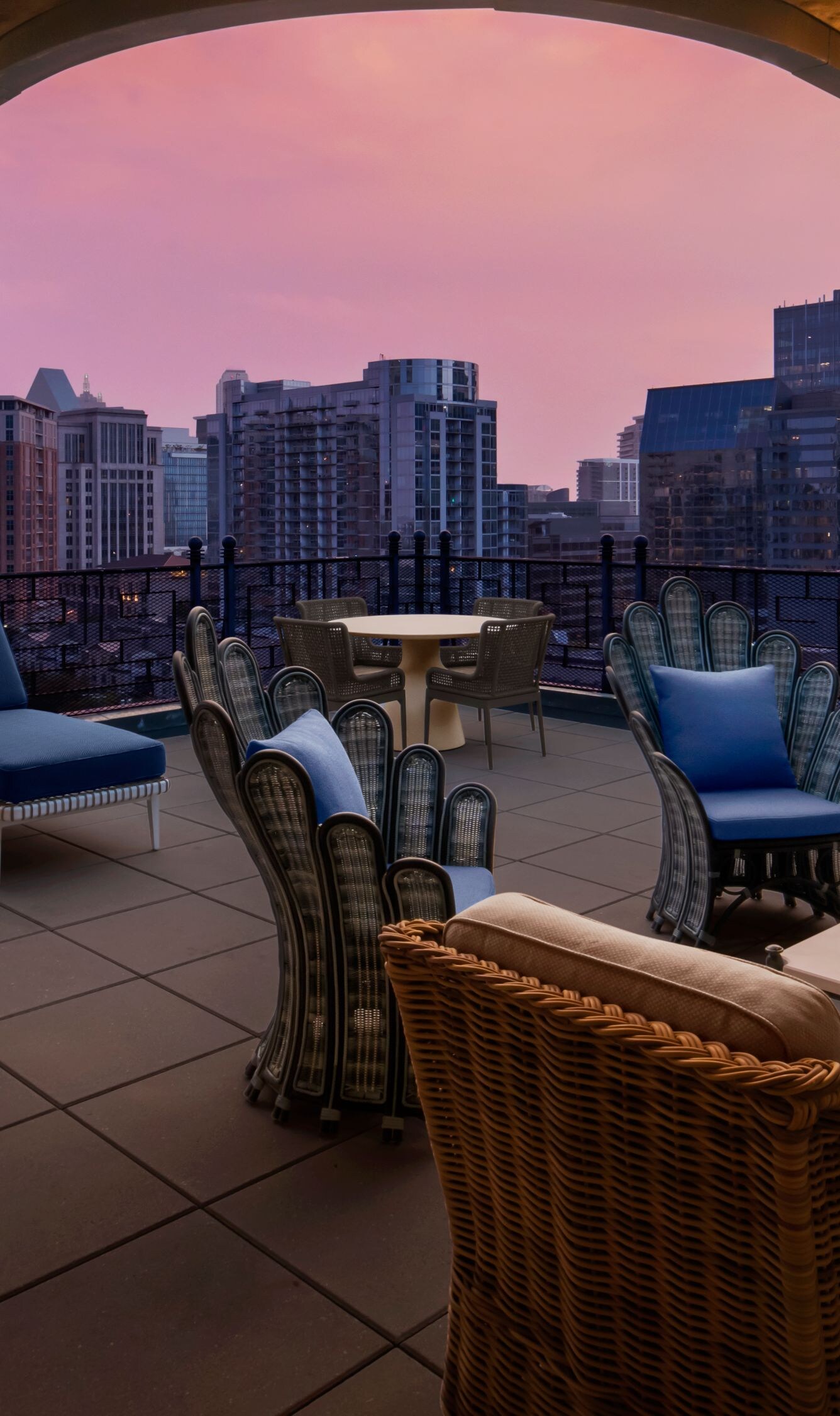 Penthouse terrace with skyline views
