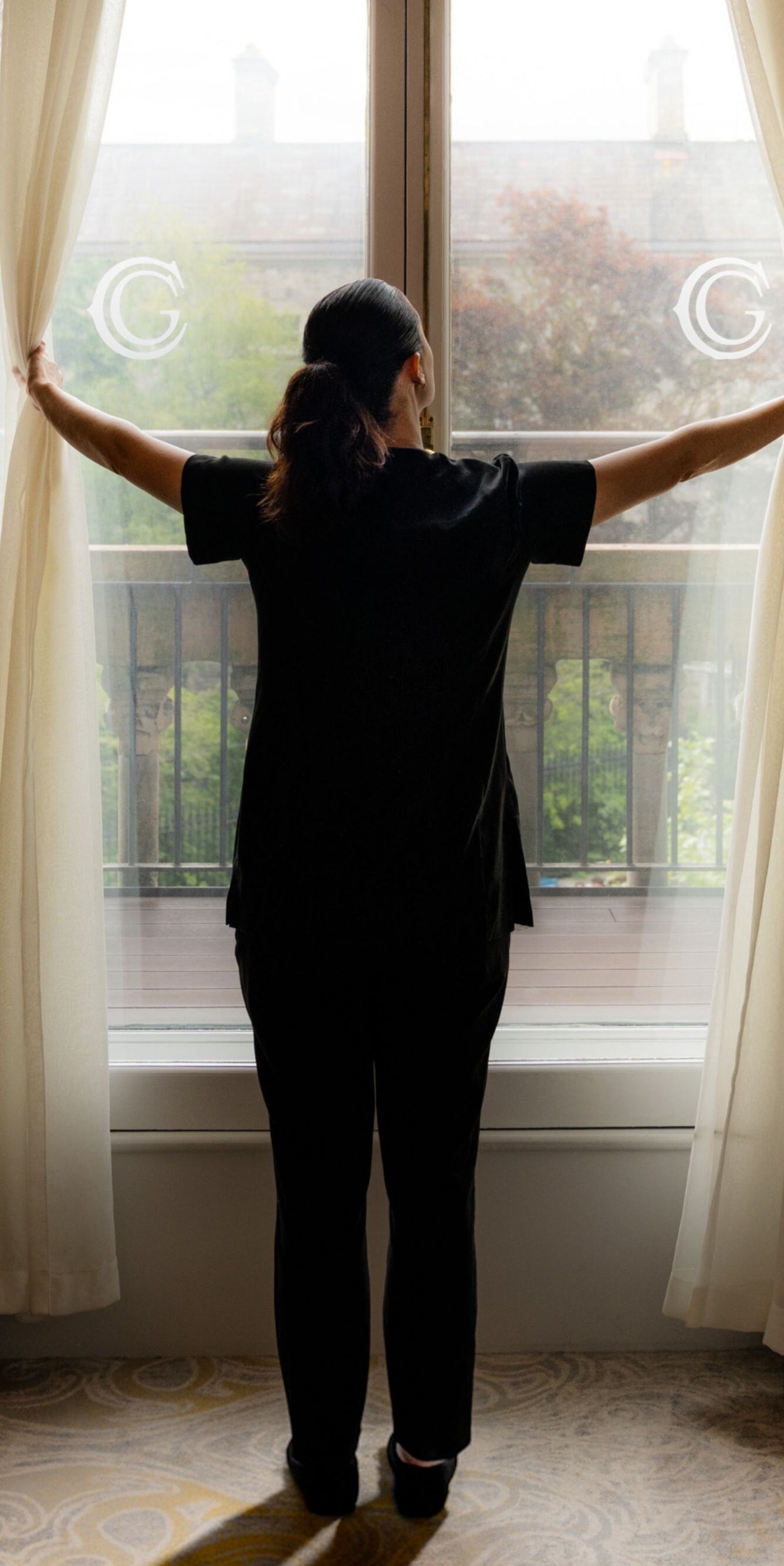Opening Curtains in the college suite