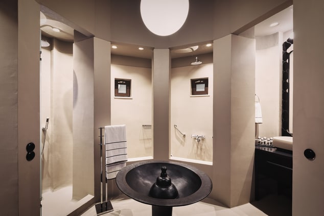a luxury bathroom with shower