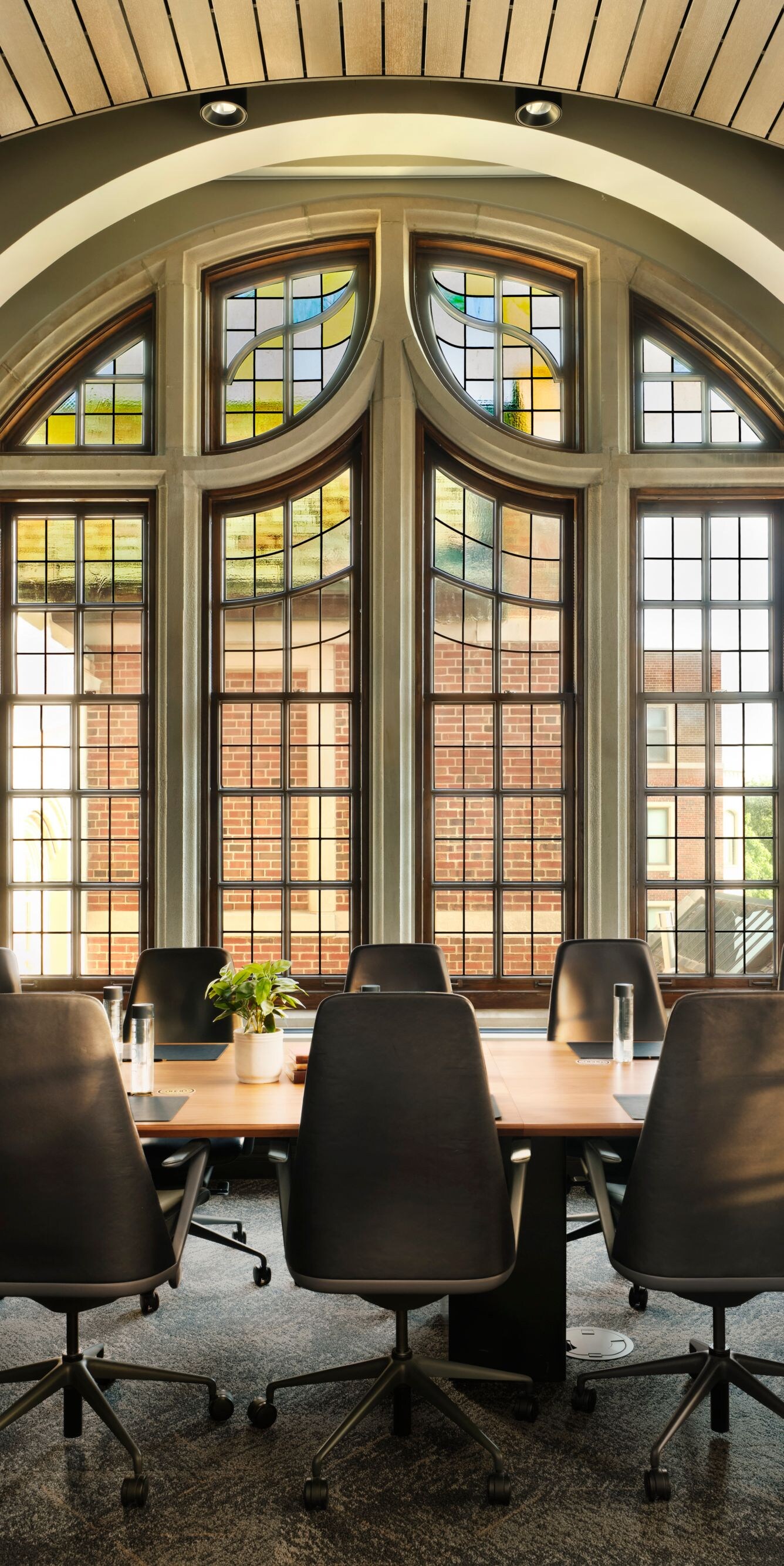 Boardroom table with leather chairs