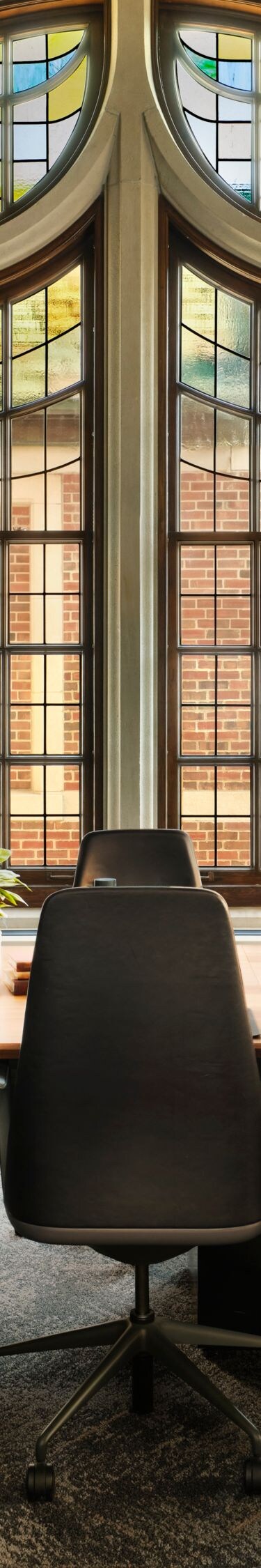 Boardroom table with leather chairs