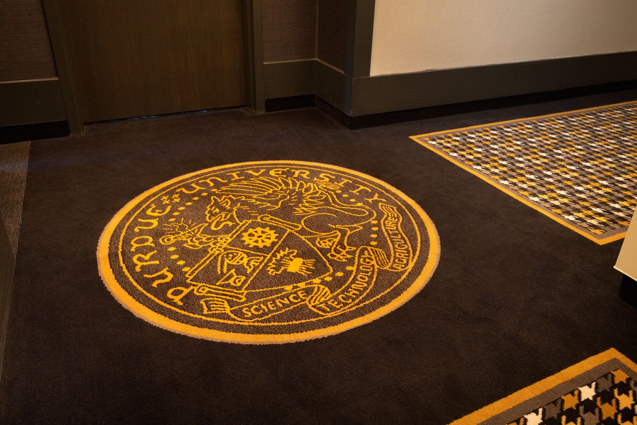 Carpet design with Purdue Crest