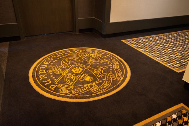 Carpet design with Purdue Crest