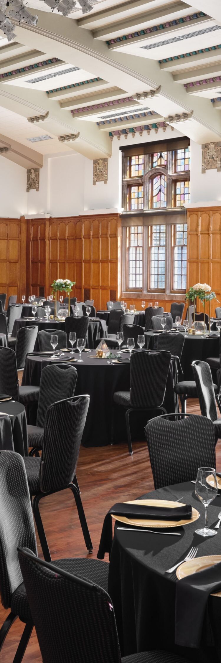 South ballroom full set up table rounds, dinner