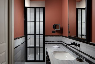 Premium King Room Bathroom with walk-in shower.
