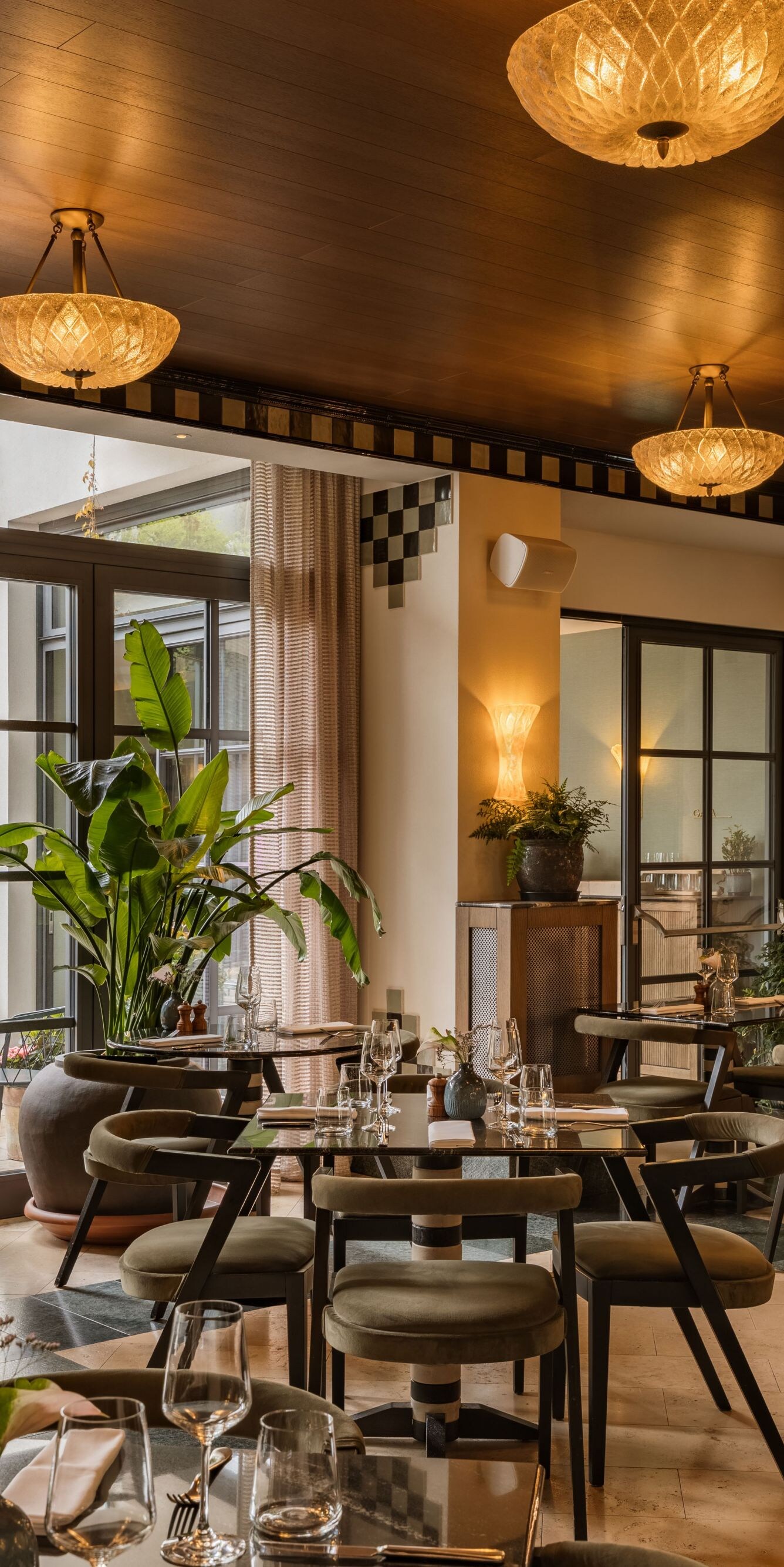 Gaia restaurant with tables and chairs