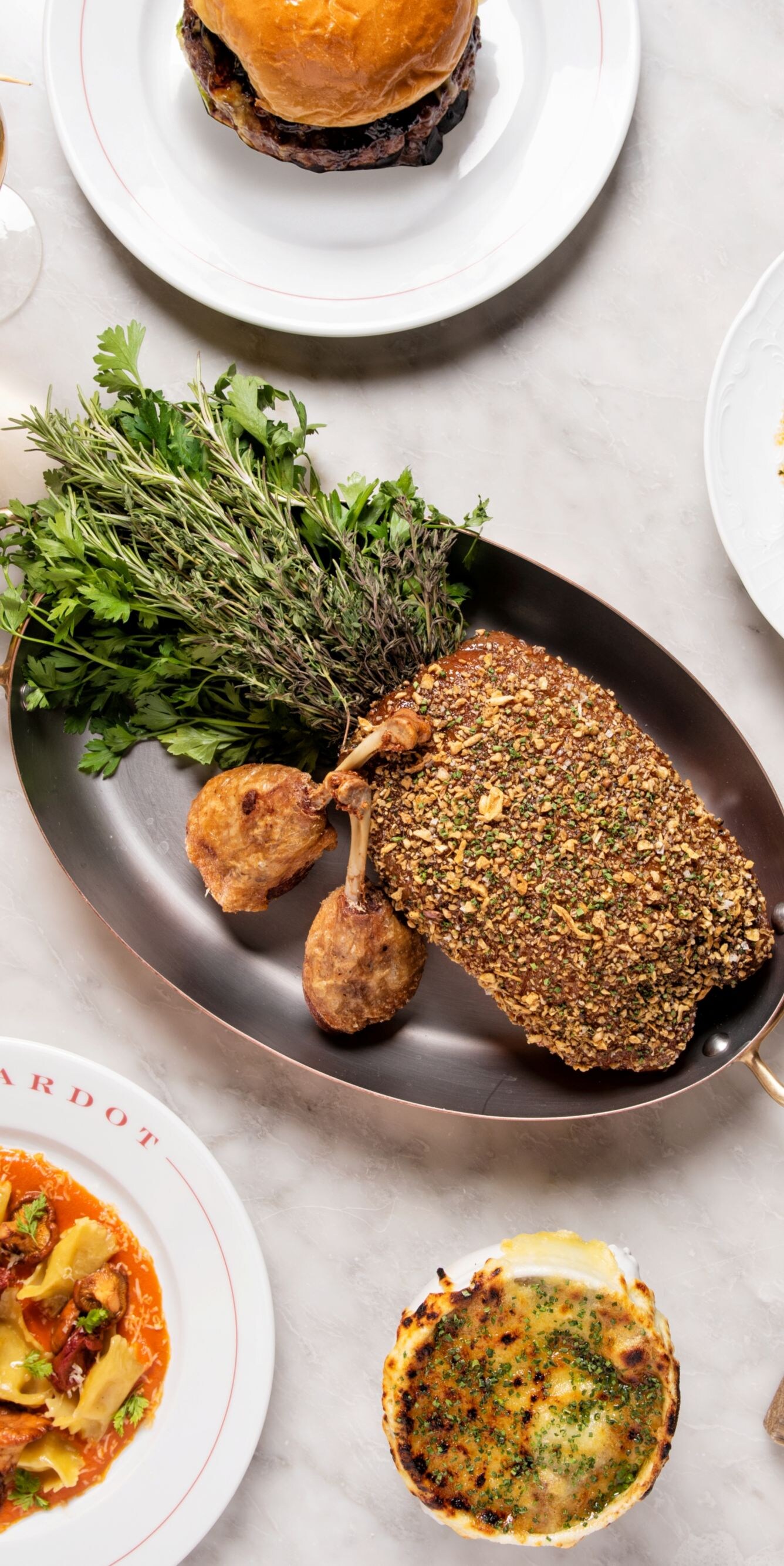 Assortment of dishes from Bardot Brasserie.
