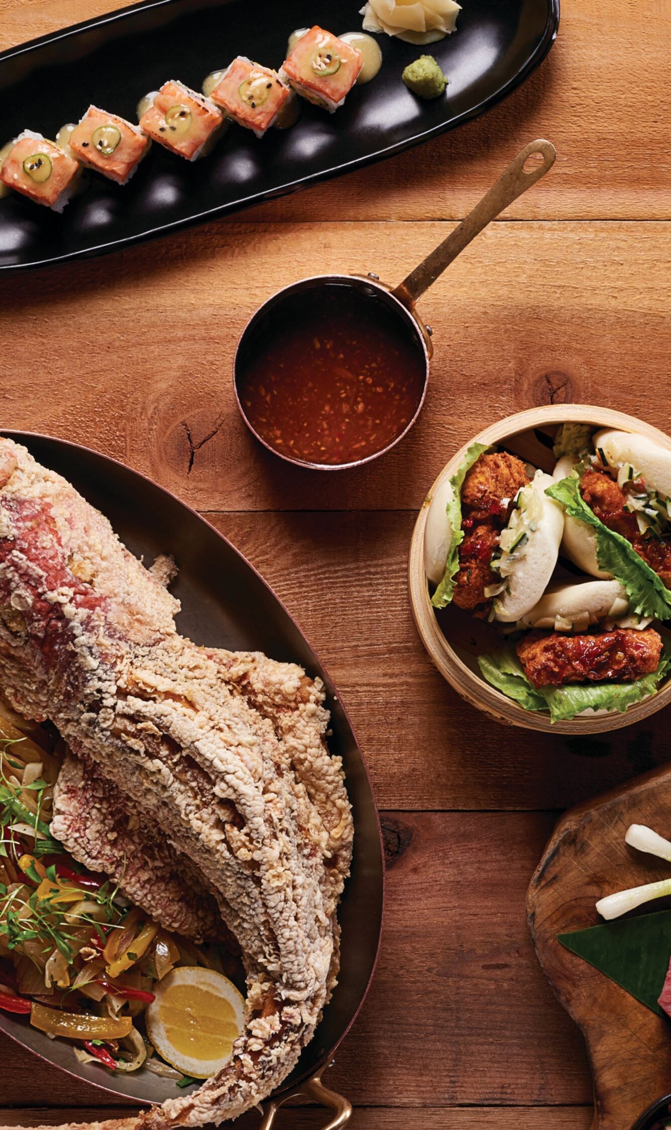 Steak, whole fish and other dishes