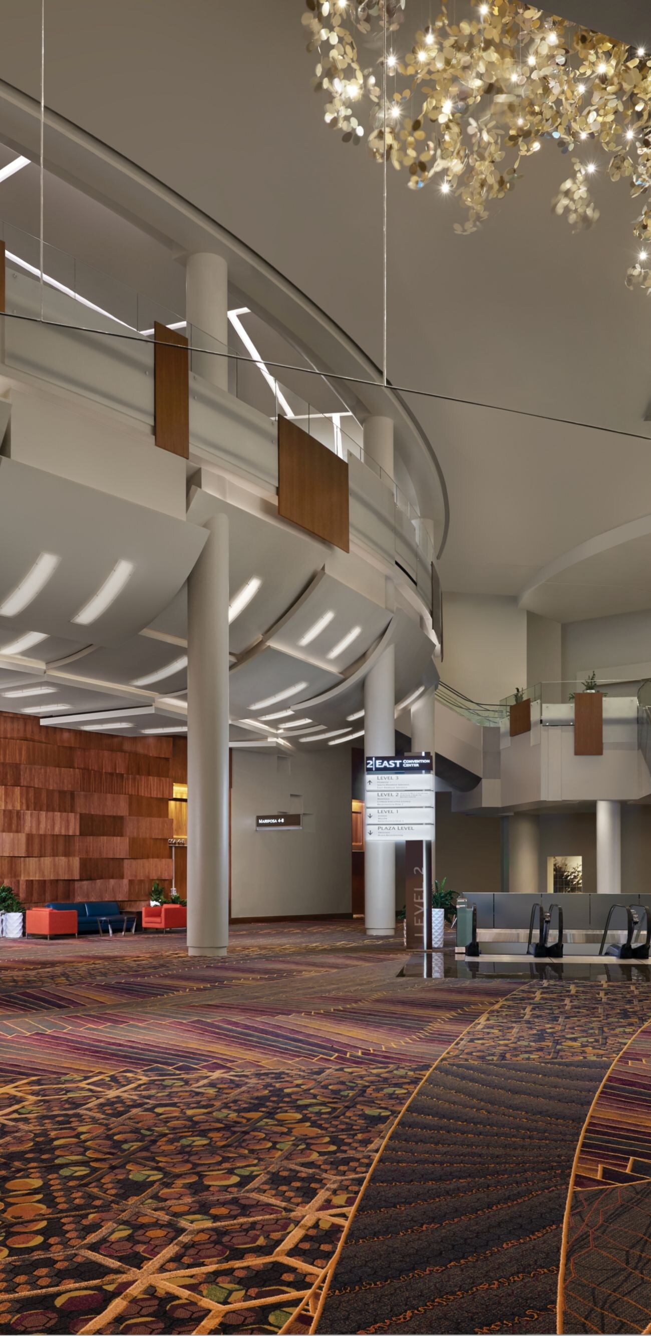 Meeting space foyer, escalators