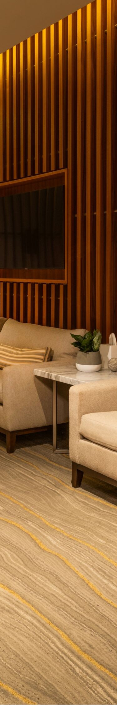 Chairs and sofa in spa lounge area.