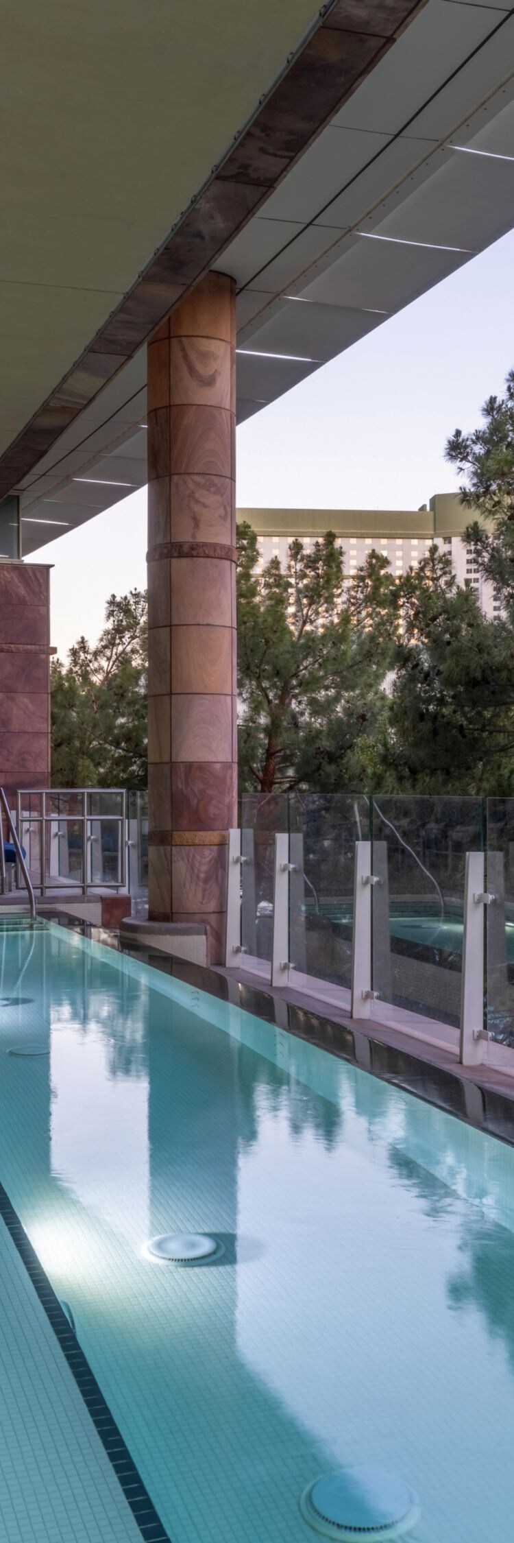 Outdoor therapy pool on balcony.