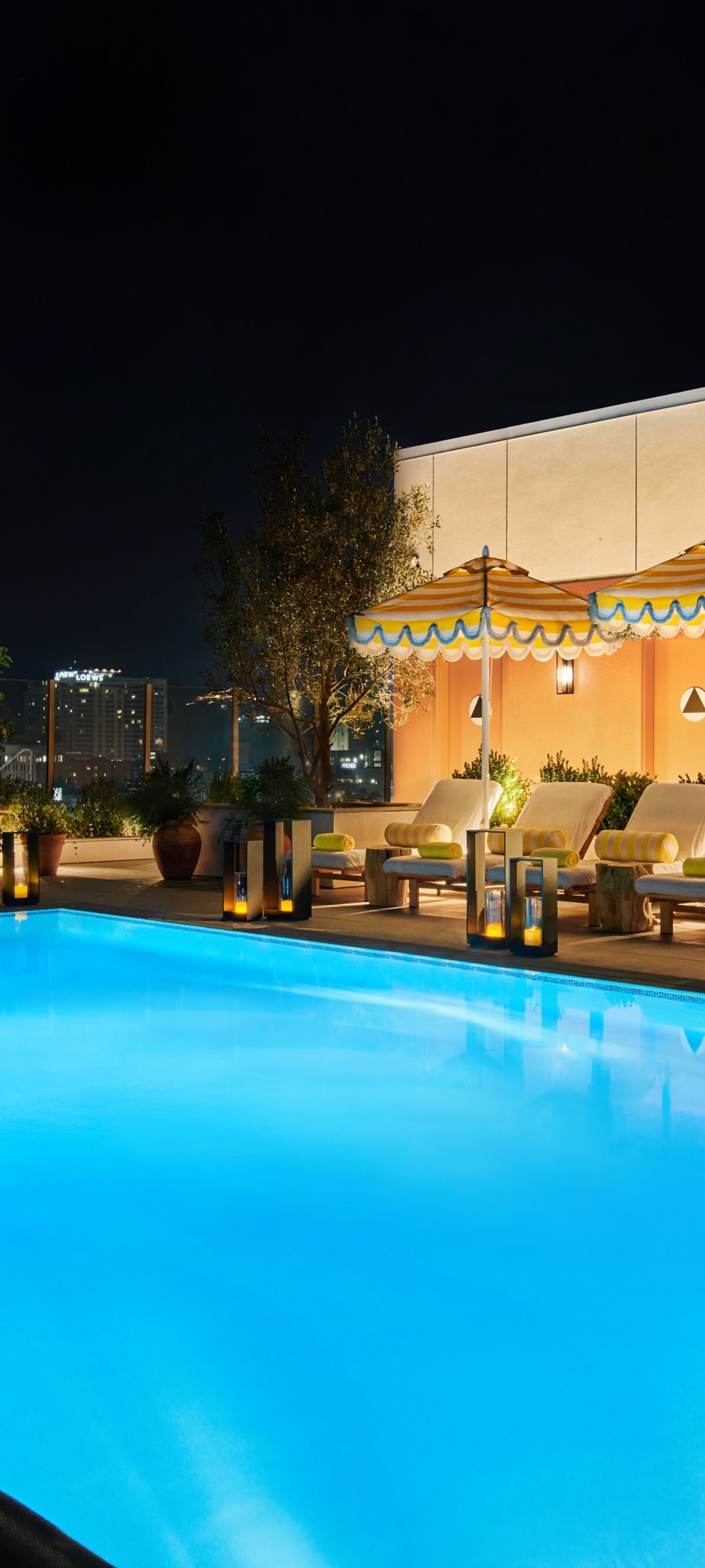 Rooftop Pool At Night