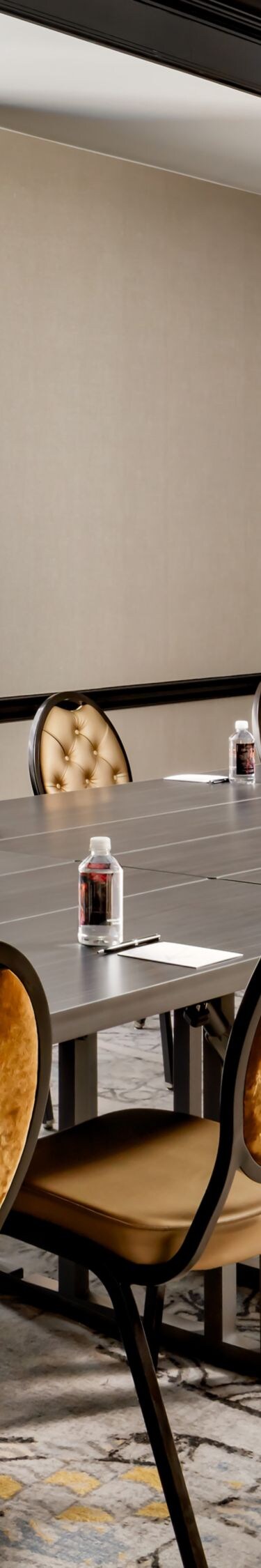 tables with chairs and water