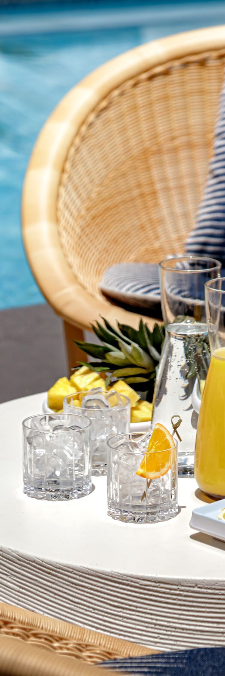 pool side seats with cocktails