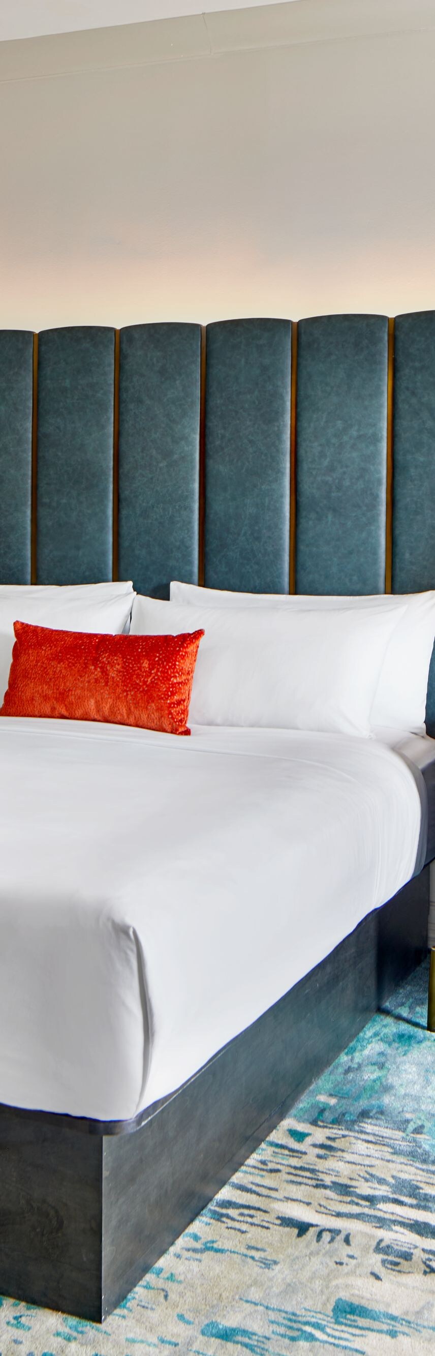 large bed, dresser, modern interior, chair