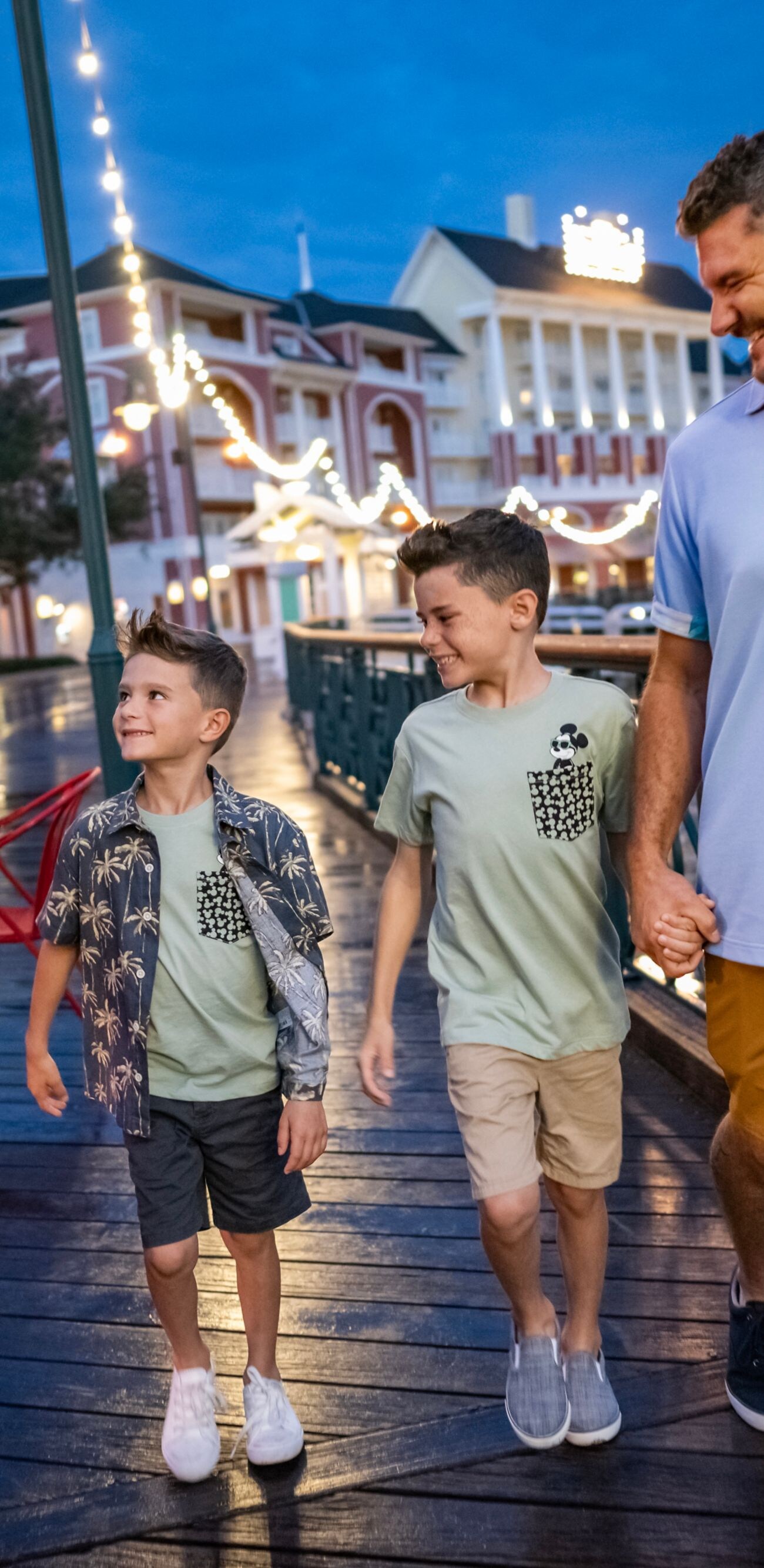 Family walking through Disney