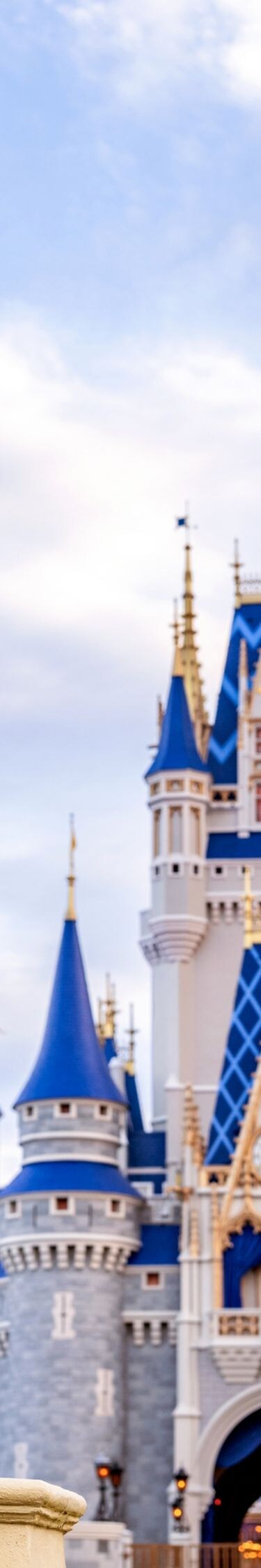 Partner statue with Cinderella Castle backdrop