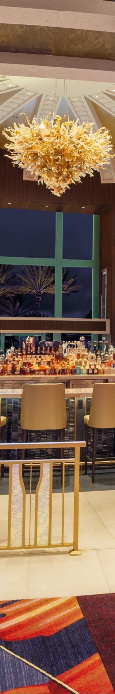 open square bar with stools