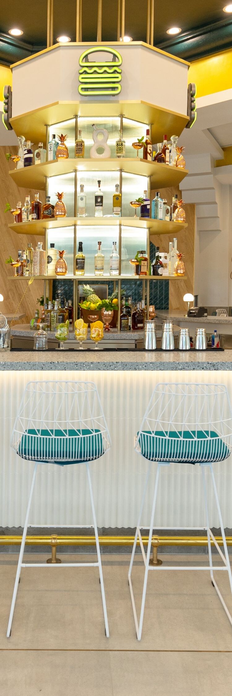 Soda fountain restaurant with tables and chairs