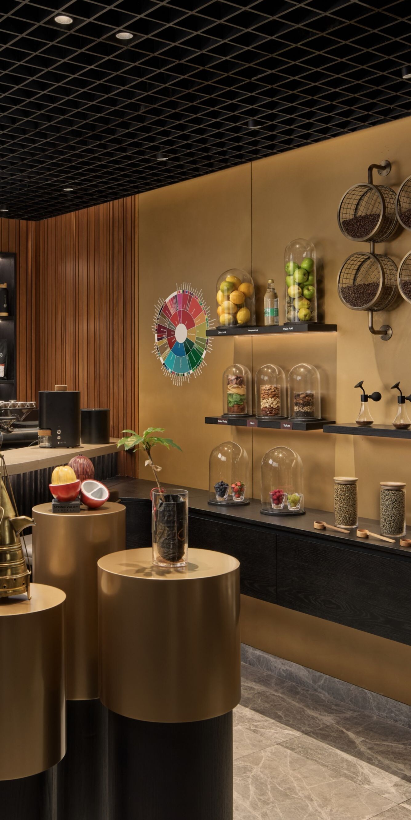 A close view inside the coffee studio
