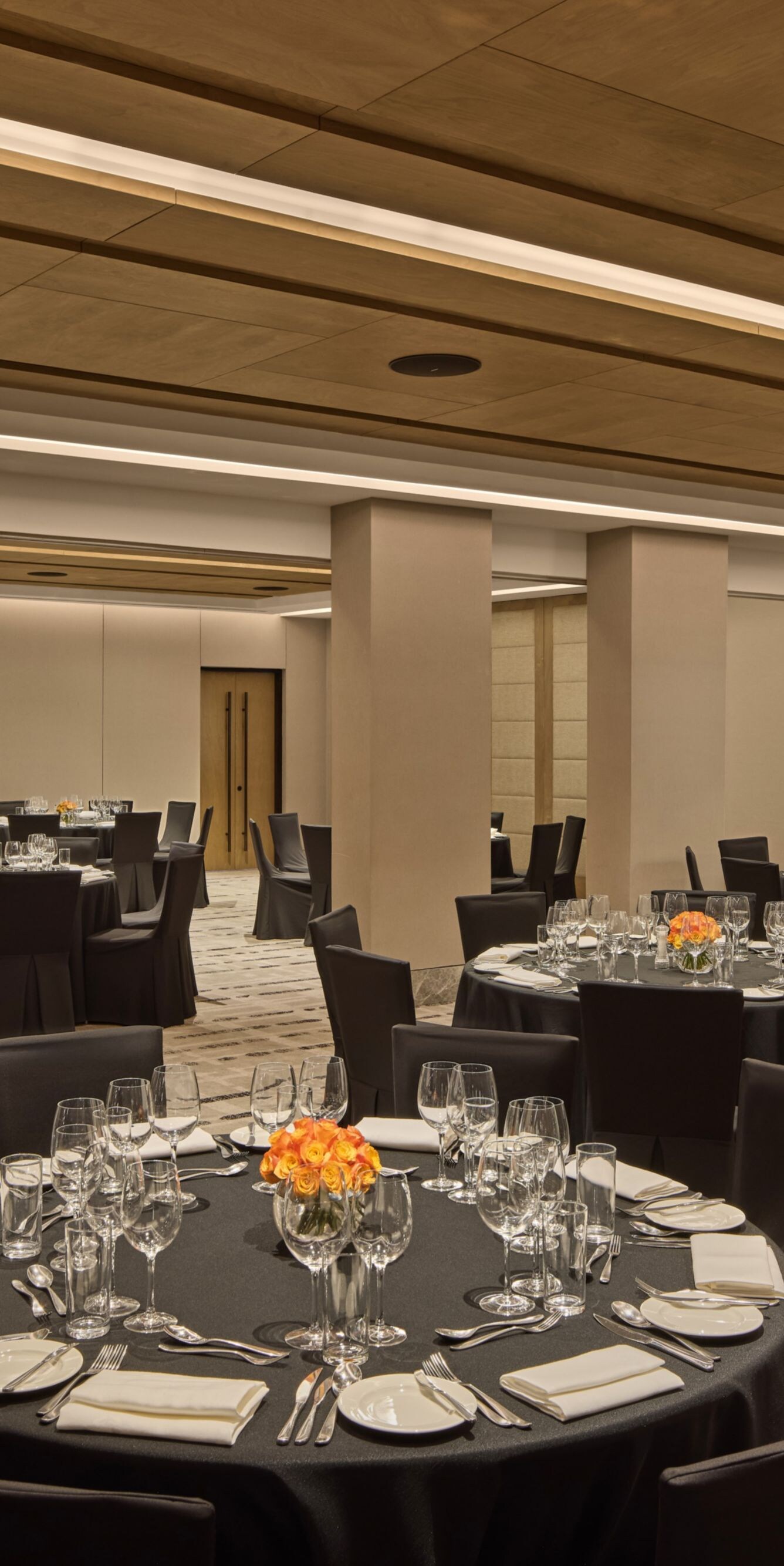Dinner set up in the ballroom