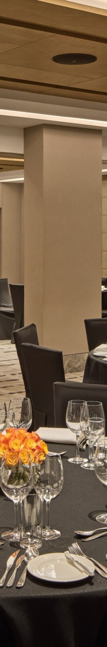 Dinner set up in the ballroom