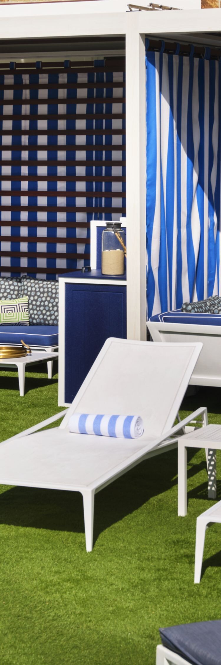 Premium Pool Cabanas with Blue Interiors