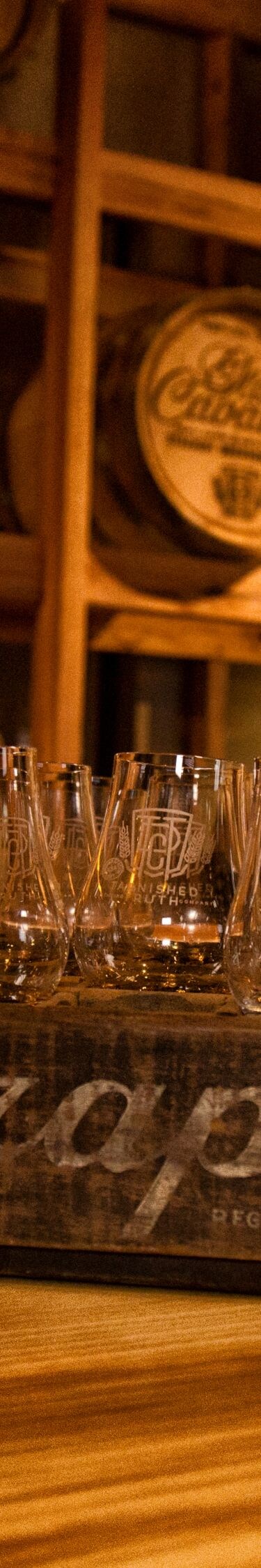 Tarnished Truth Tasting Glasses in Tasting Room