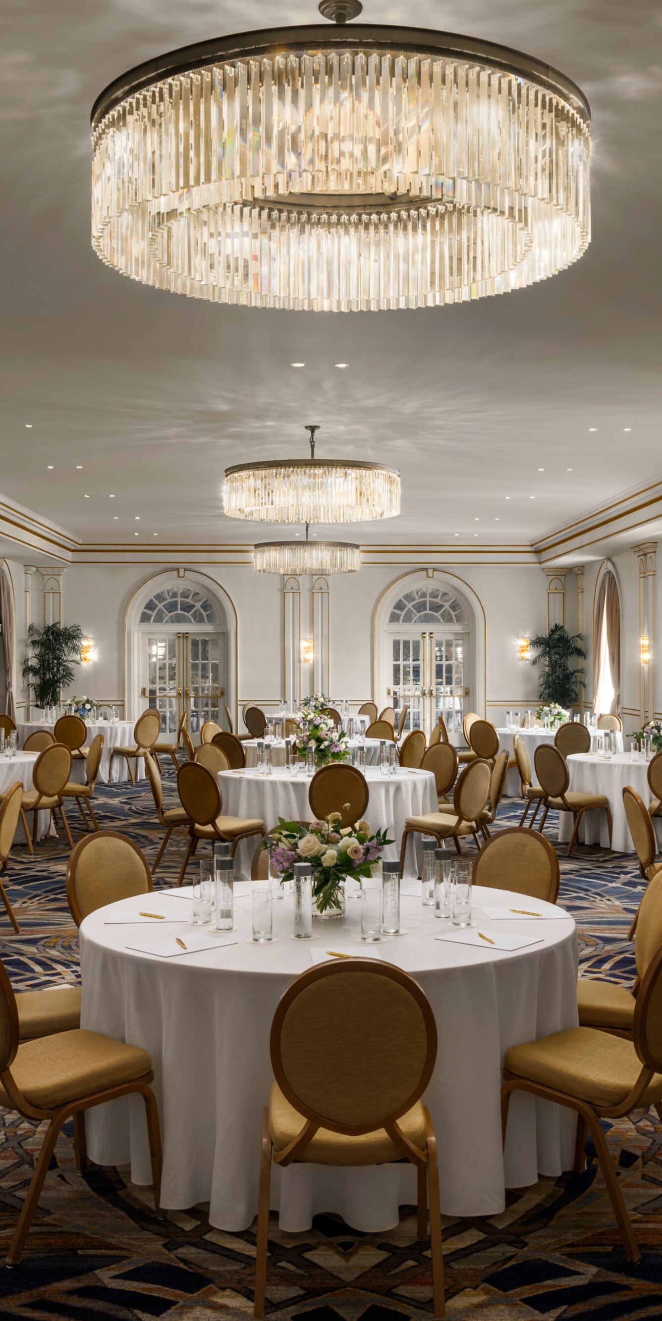 Ballroom with round banquet tables