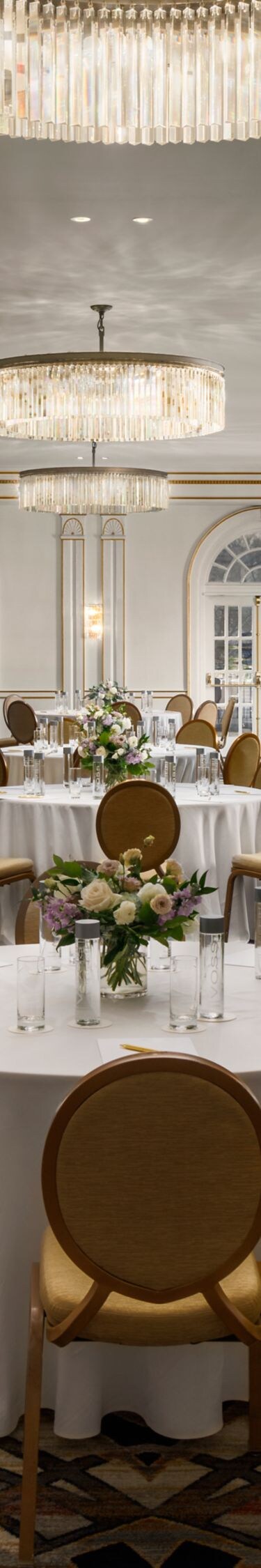 Ballroom with round banquet tables