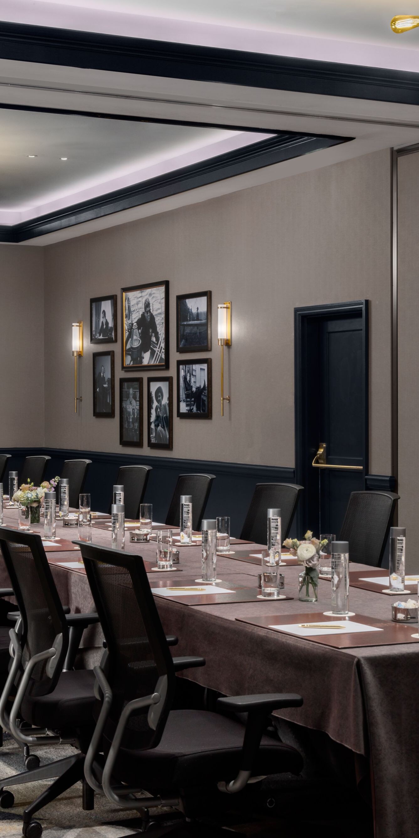 Meeting room with boardroom table and chairs