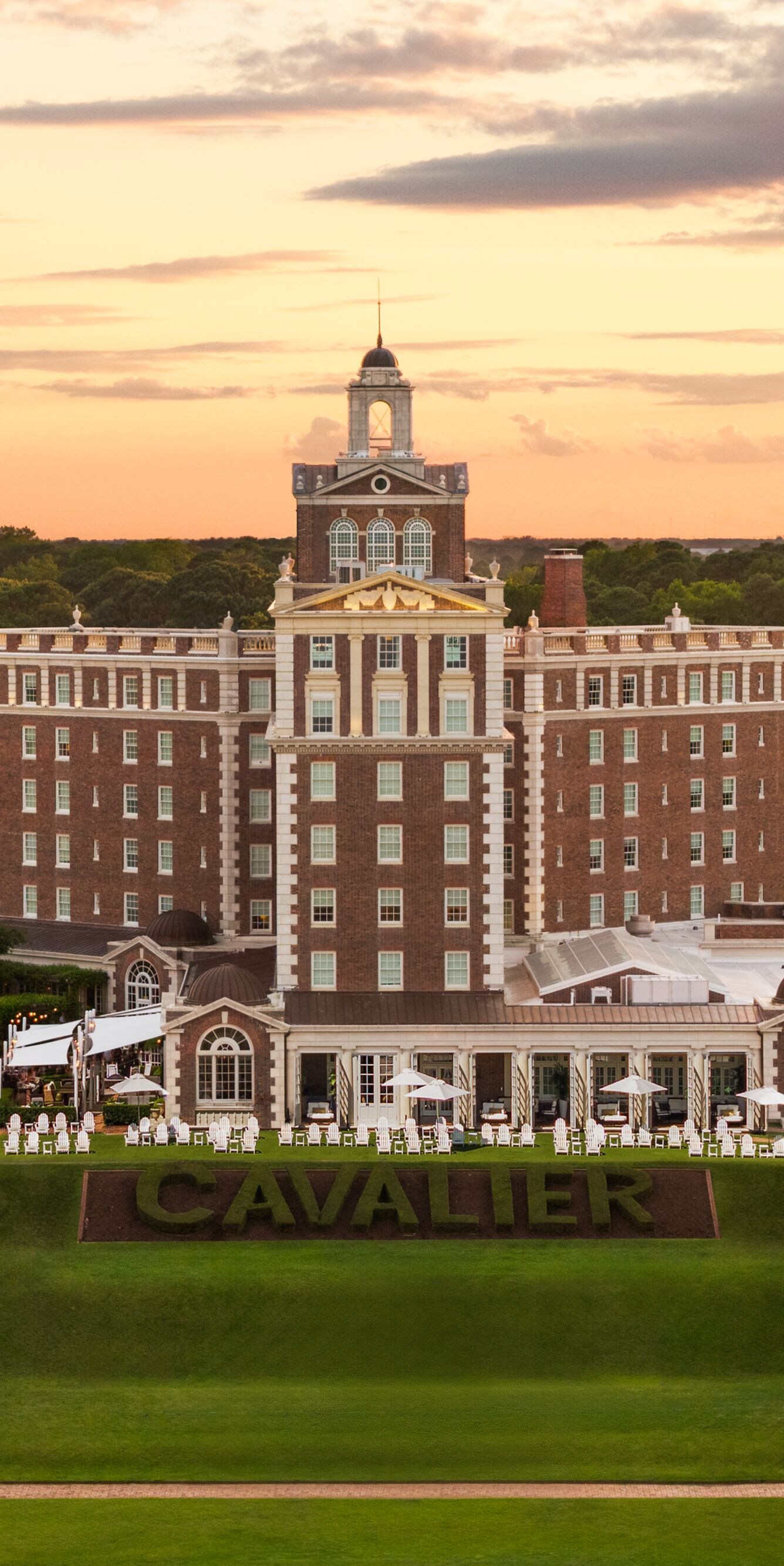 Aerial view of historic resort