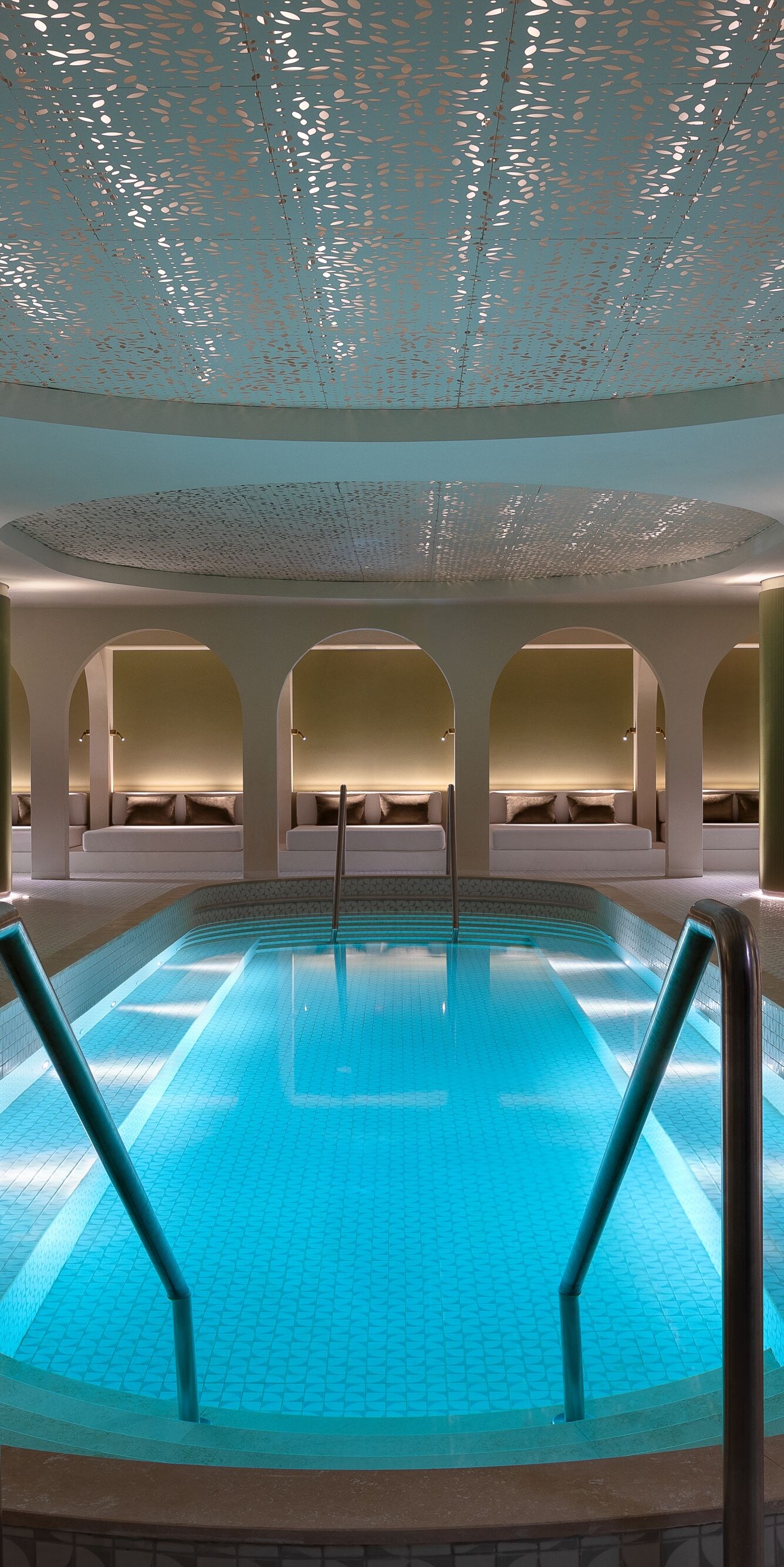 Crystal clear water of the indoor hotel pool