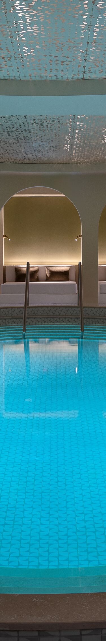 Crystal clear water of the indoor hotel pool