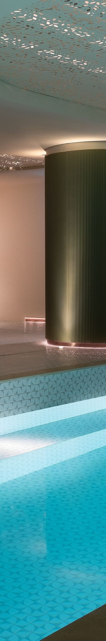 Close-up view of indoor swimming pool water 