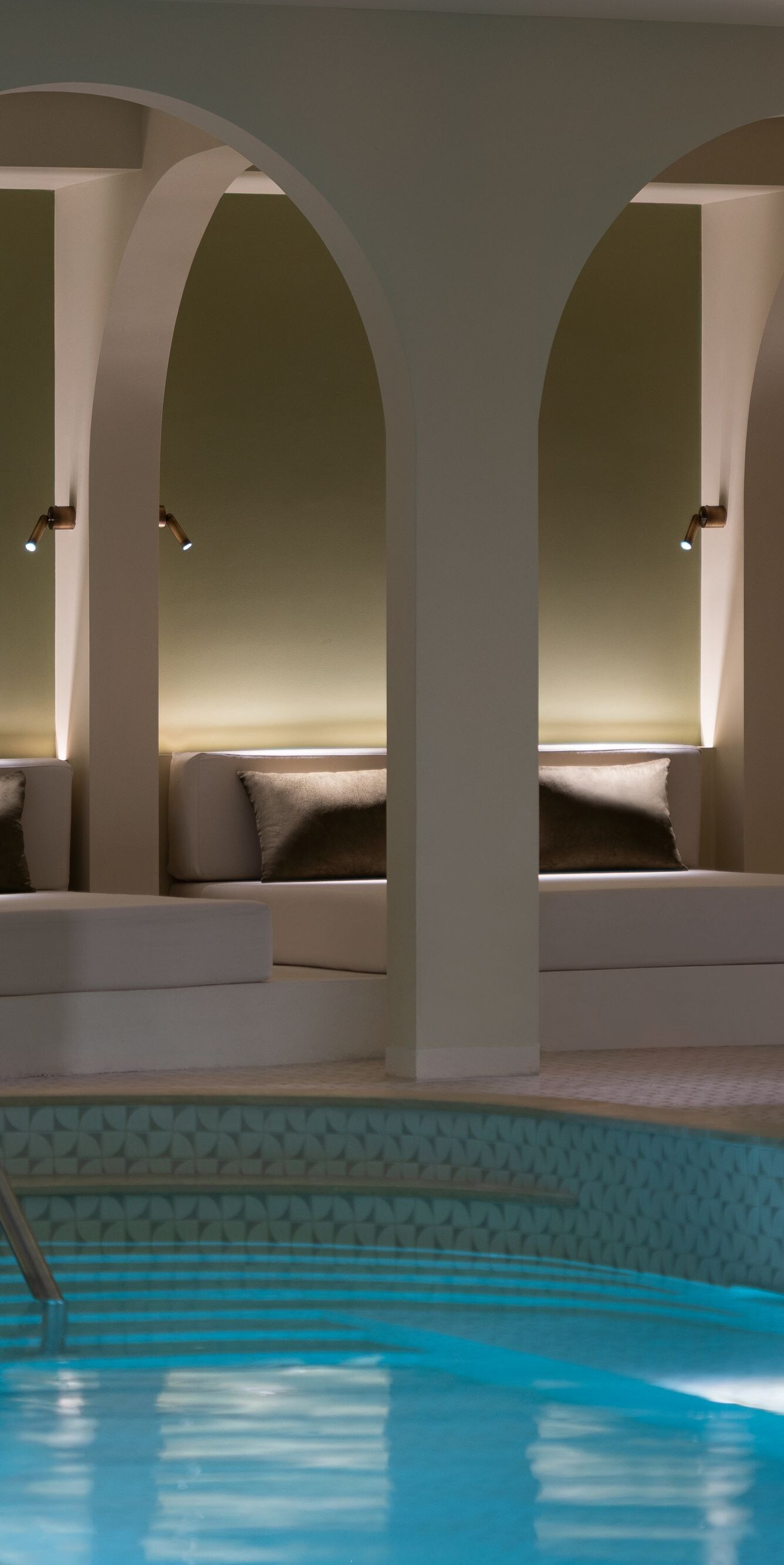 Poolside relaxation area with loungers