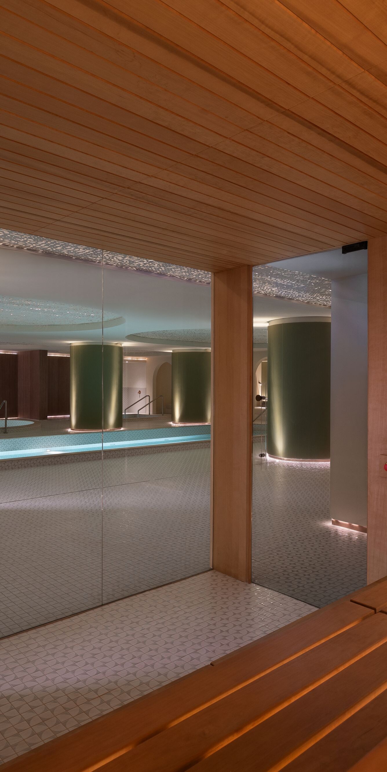 Wooden interior of the Sauna room
